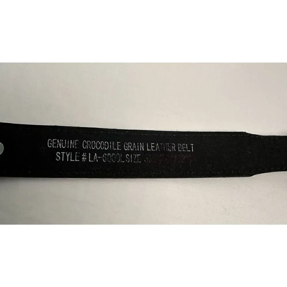 Crocodile black belt with silver accents men’s size 56”.  #M-1070